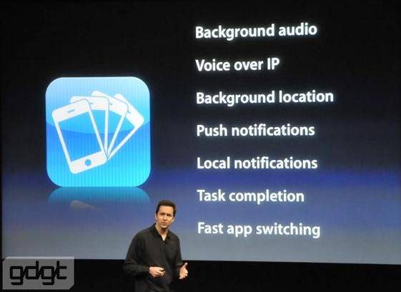 iphones OS 4.0, Multitasking, Features, Apple
