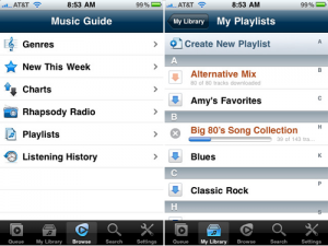 iPhone,     Apple iPod,     iPhone apps,     Rhapsody,     offline playback