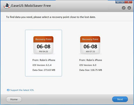Select iPhone Backup File